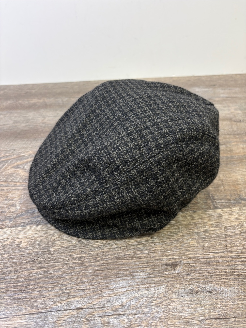 Structure Wool Blend Newsboy Ivy Flat Cap Gray Black Tweed Hat S/M